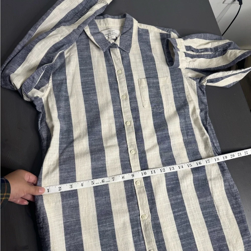 Birds of Paradis by Trovata Blue & White Striped Linen Blend Shirt Dress - Picture 7 of 8